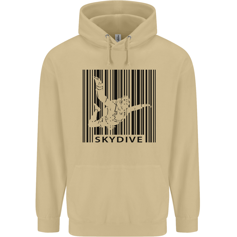 Skydiving Barcode Skydive Skydiver Freefall Mens 80% Cotton Hoodie Sand