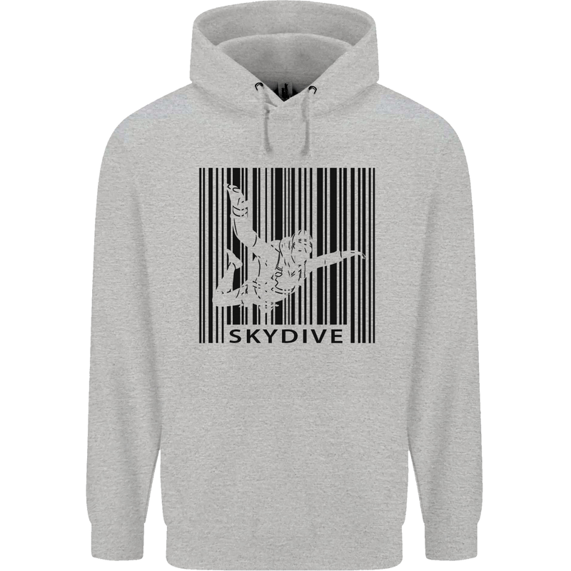 Skydiving Barcode Skydive Skydiver Freefall Mens 80% Cotton Hoodie Sports Grey