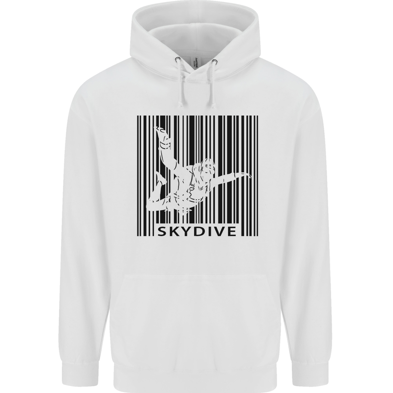 Skydiving Barcode Skydive Skydiver Freefall Mens 80% Cotton Hoodie White