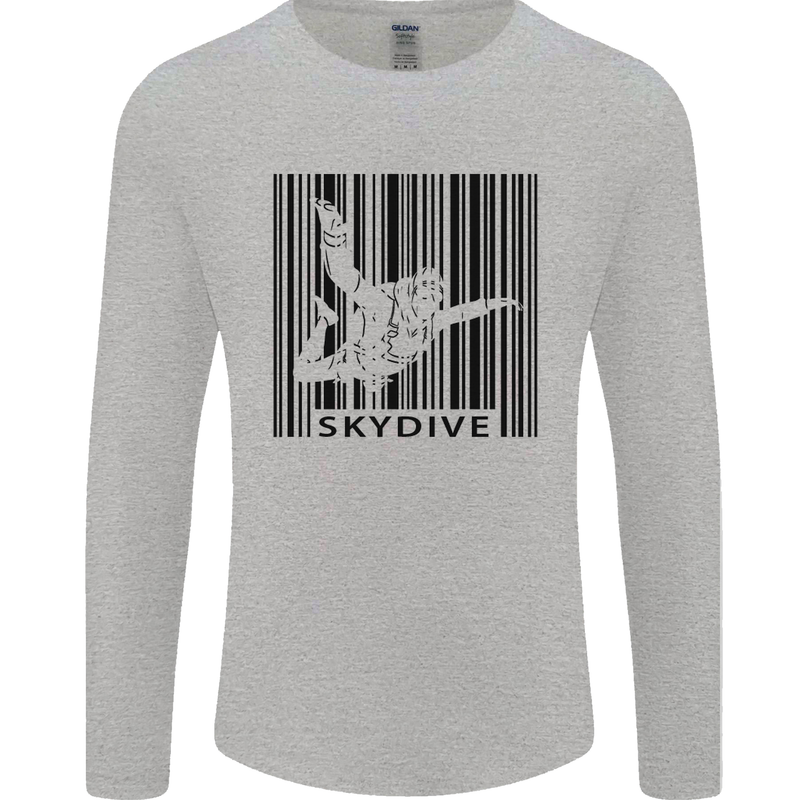 Skydiving Barcode Skydive Skydiver Freefall Mens Long Sleeve T-Shirt Sports Grey