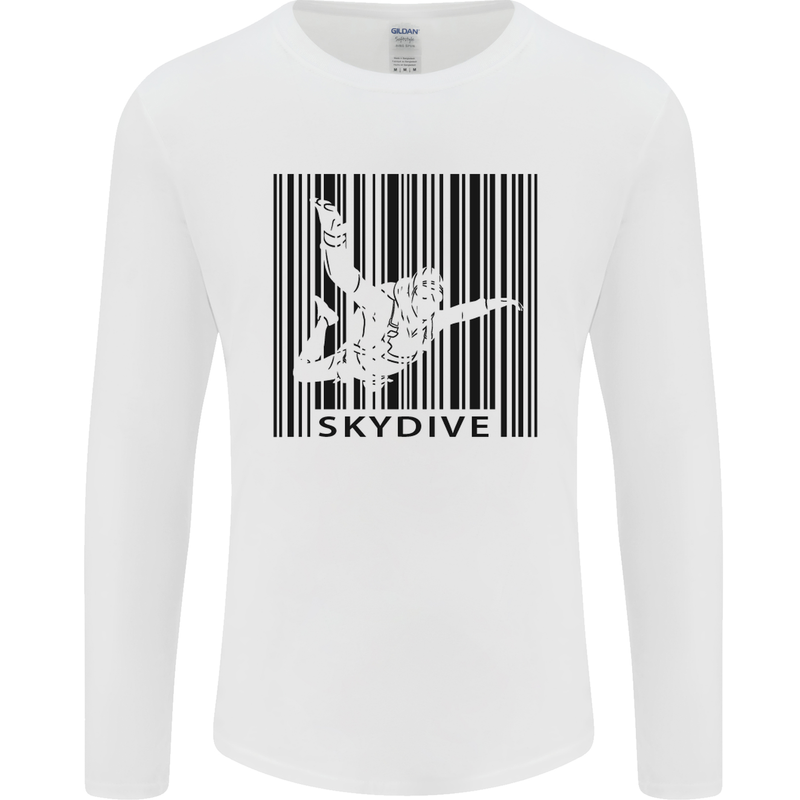 Skydiving Barcode Skydive Skydiver Freefall Mens Long Sleeve T-Shirt White