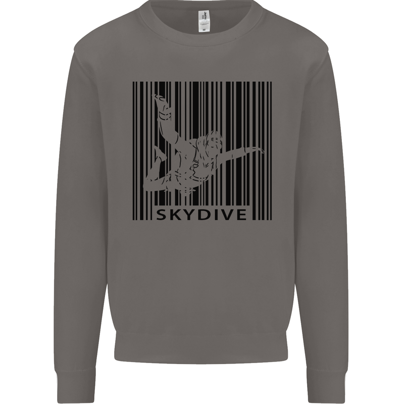 Skydiving Barcode Skydive Skydiver Freefall Mens Sweatshirt Jumper Charcoal