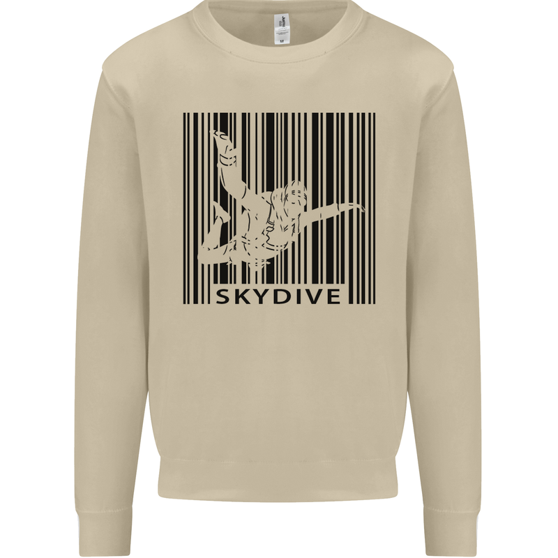 Skydiving Barcode Skydive Skydiver Freefall Mens Sweatshirt Jumper Sand