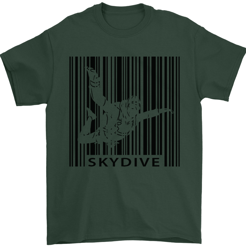 Skydiving Barcode Skydive Skydiver Freefall Mens T-Shirt Cotton Gildan Forest Green