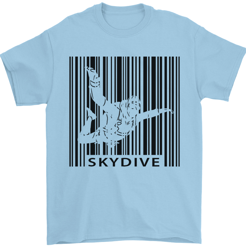 Skydiving Barcode Skydive Skydiver Freefall Mens T-Shirt Cotton Gildan Light Blue
