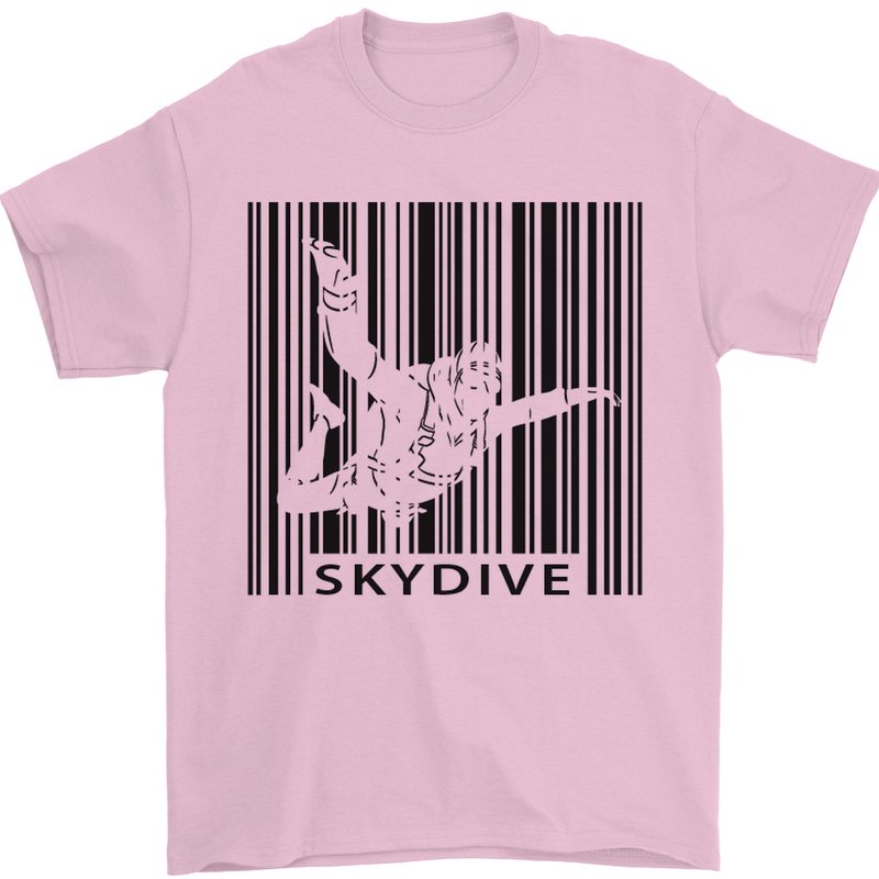 Skydiving Barcode Skydive Skydiver Freefall Mens T-Shirt Cotton Gildan Light Pink