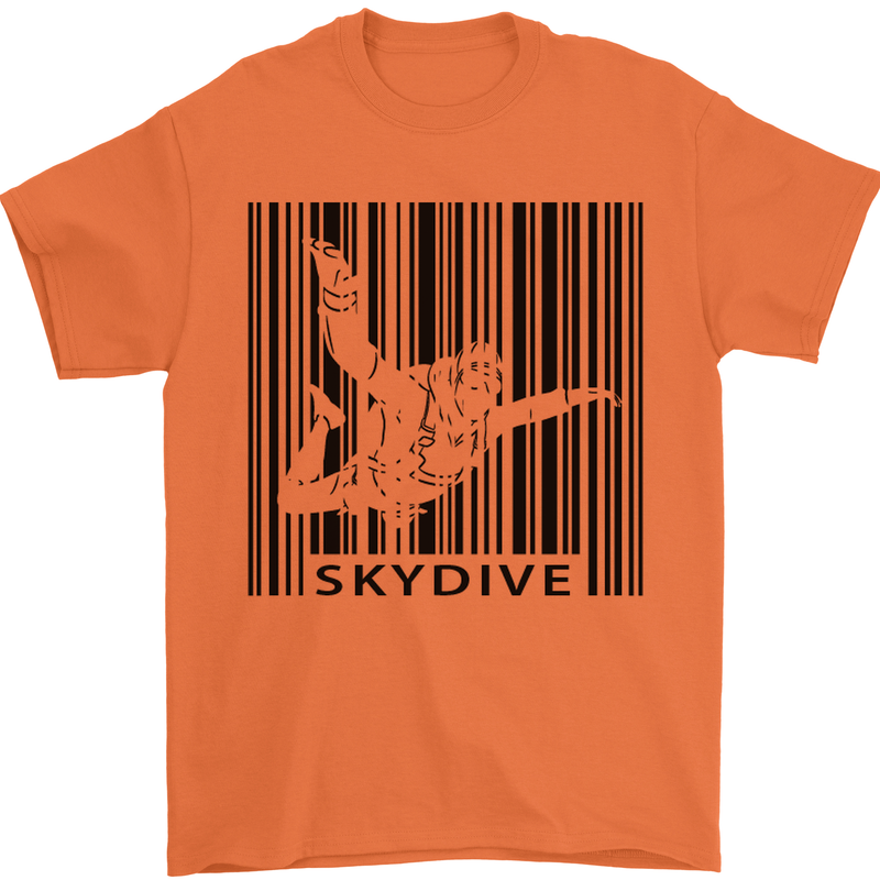 Skydiving Barcode Skydive Skydiver Freefall Mens T-Shirt Cotton Gildan Orange