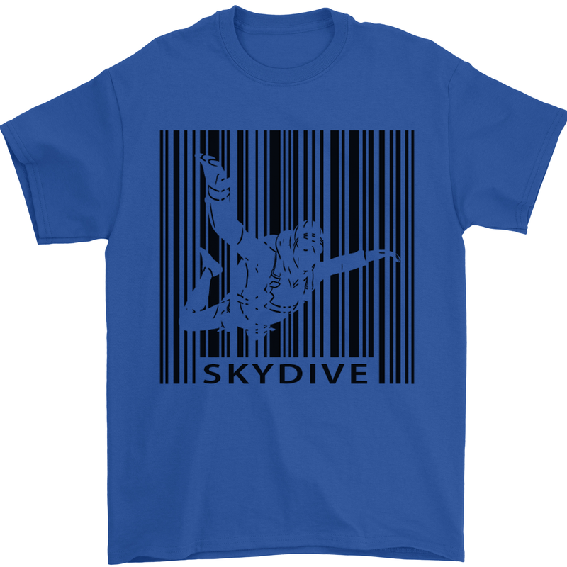 Skydiving Barcode Skydive Skydiver Freefall Mens T-Shirt Cotton Gildan Royal Blue