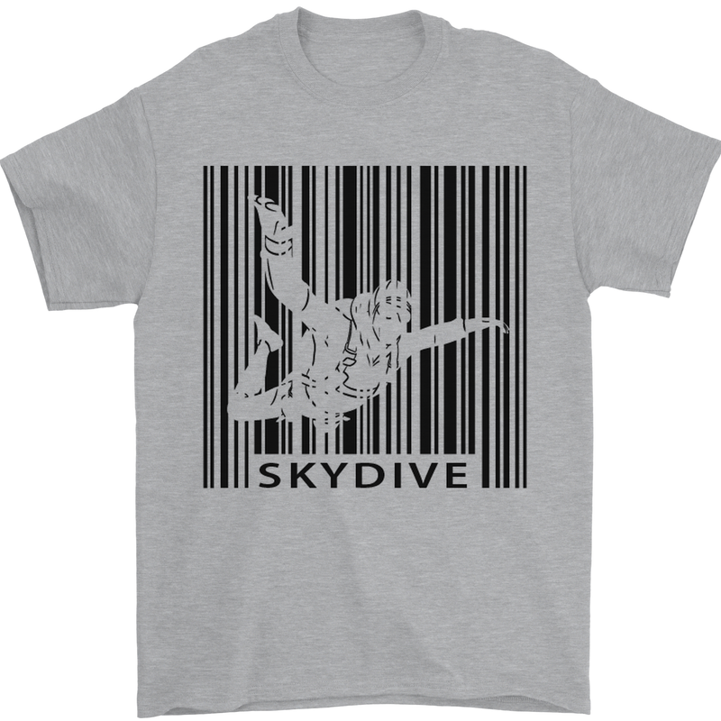 Skydiving Barcode Skydive Skydiver Freefall Mens T-Shirt Cotton Gildan Sports Grey
