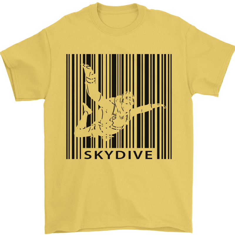 Skydiving Barcode Skydive Skydiver Freefall Mens T-Shirt Cotton Gildan Yellow