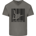 Skydiving Barcode Skydive Skydiver Freefall Mens V-Neck Cotton T-Shirt Charcoal