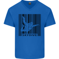 Skydiving Barcode Skydive Skydiver Freefall Mens V-Neck Cotton T-Shirt Royal Blue