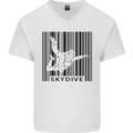 Skydiving Barcode Skydive Skydiver Freefall Mens V-Neck Cotton T-Shirt White