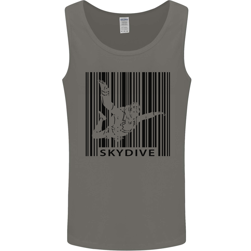 Skydiving Barcode Skydive Skydiver Freefall Mens Vest Tank Top Charcoal