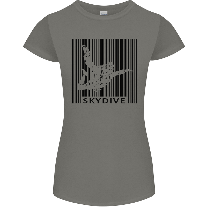 Skydiving Barcode Skydive Skydiver Freefall Womens Petite Cut T-Shirt Charcoal