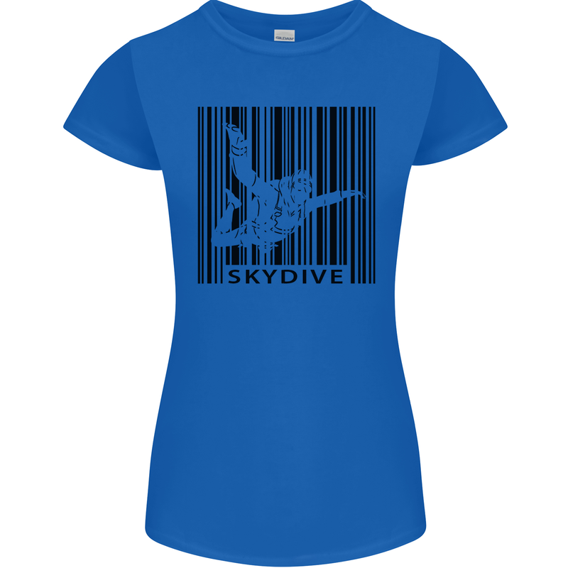 Skydiving Barcode Skydive Skydiver Freefall Womens Petite Cut T-Shirt Royal Blue