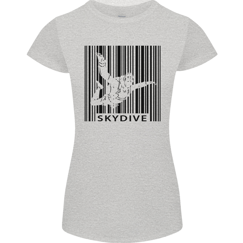 Skydiving Barcode Skydive Skydiver Freefall Womens Petite Cut T-Shirt Sports Grey
