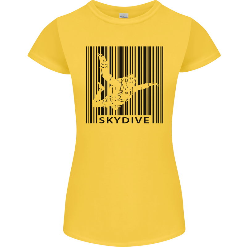 Skydiving Barcode Skydive Skydiver Freefall Womens Petite Cut T-Shirt Yellow