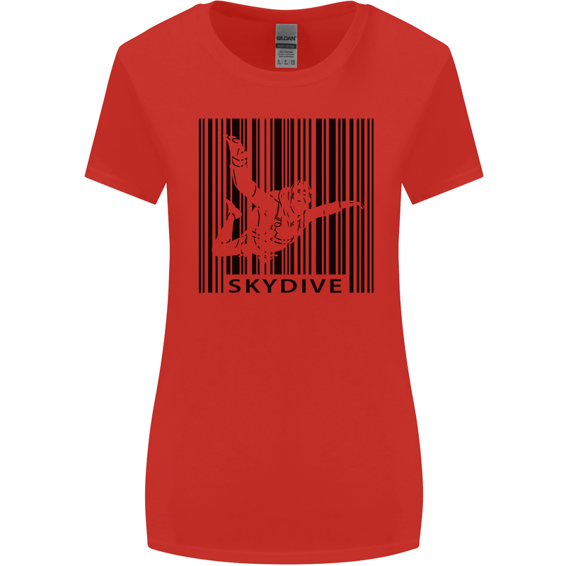 Skydiving Barcode Skydive Skydiver Freefall Womens Wider Cut T-Shirt Red