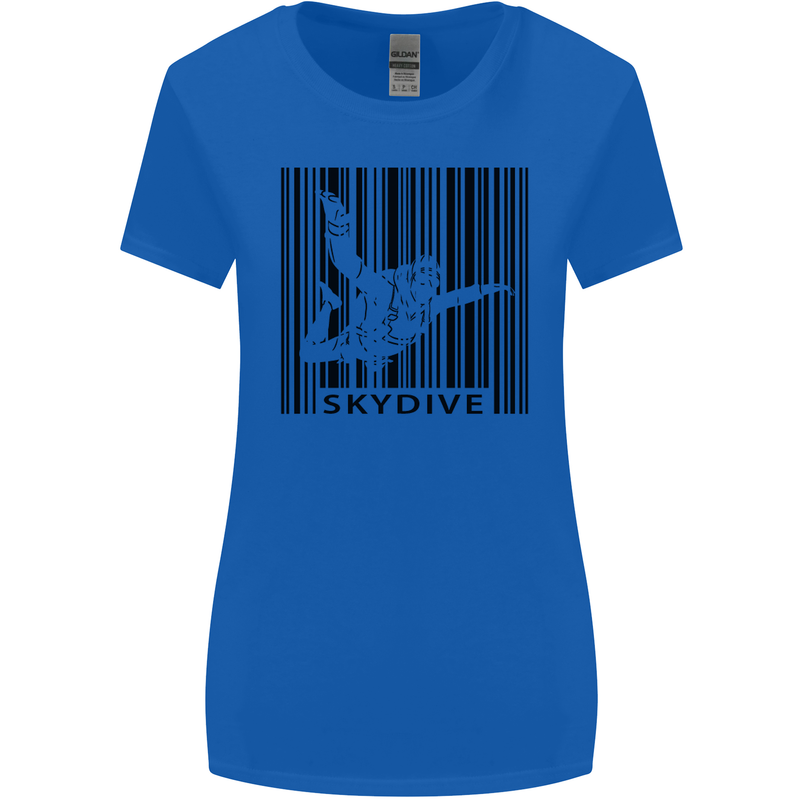 Skydiving Barcode Skydive Skydiver Freefall Womens Wider Cut T-Shirt Royal Blue