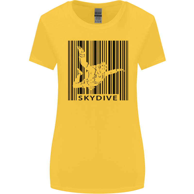 Skydiving Barcode Skydive Skydiver Freefall Womens Wider Cut T-Shirt Yellow