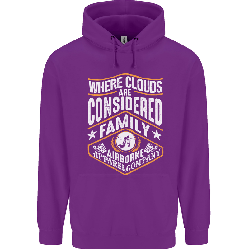 Skydiving Clouds Are Family Skydiver Childrens Kids Hoodie Purple