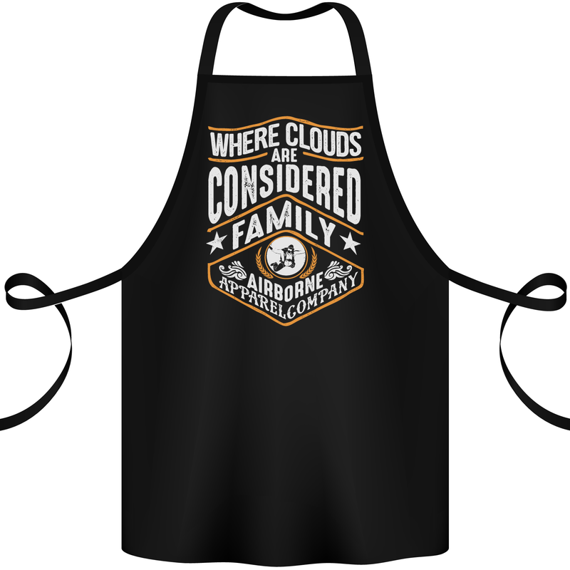 Skydiving Clouds Are Family Skydiver Cotton Apron 100% Organic Black