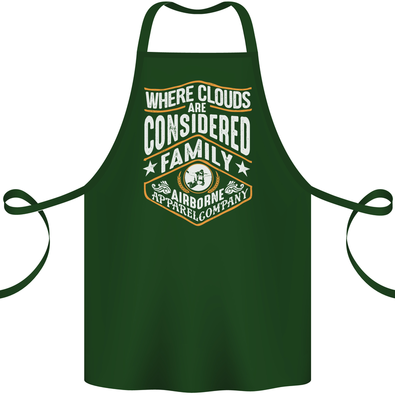 Skydiving Clouds Are Family Skydiver Cotton Apron 100% Organic Forest Green