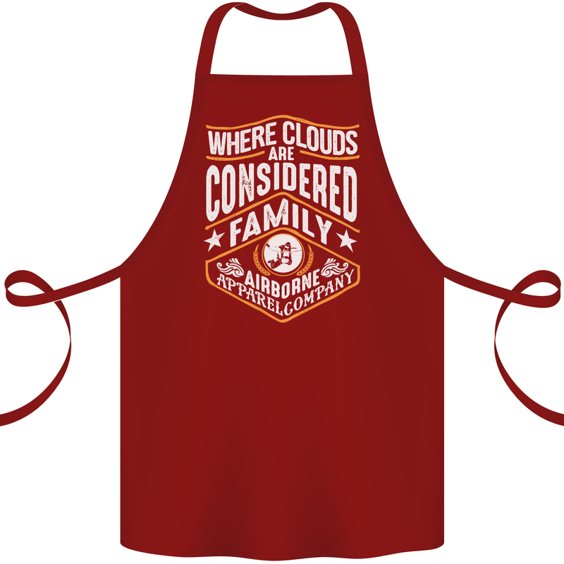 Skydiving Clouds Are Family Skydiver Cotton Apron 100% Organic Maroon