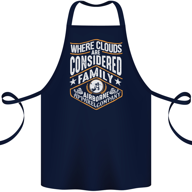 Skydiving Clouds Are Family Skydiver Cotton Apron 100% Organic Navy Blue