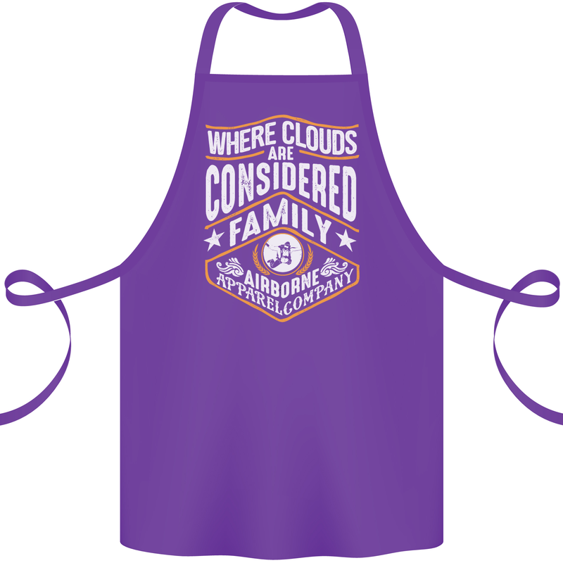 Skydiving Clouds Are Family Skydiver Cotton Apron 100% Organic Purple