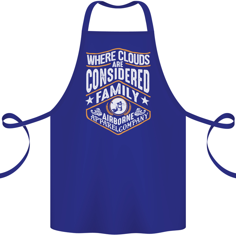 Skydiving Clouds Are Family Skydiver Cotton Apron 100% Organic Royal Blue