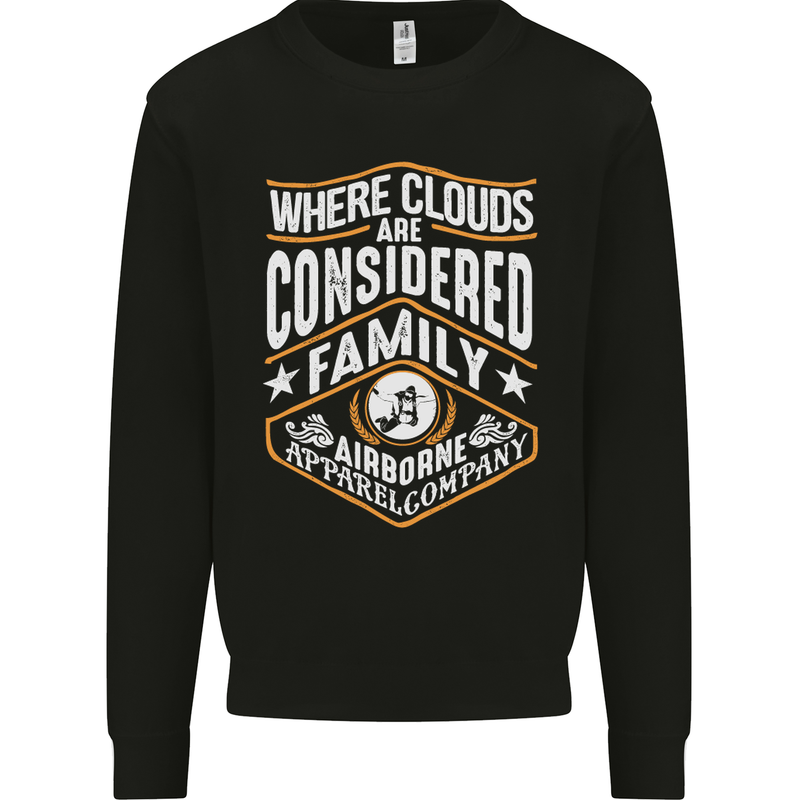 Skydiving Clouds Are Family Skydiver Mens Sweatshirt Jumper Black