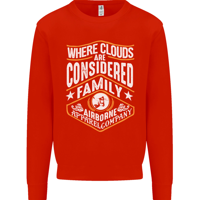 Skydiving Clouds Are Family Skydiver Mens Sweatshirt Jumper Bright Red
