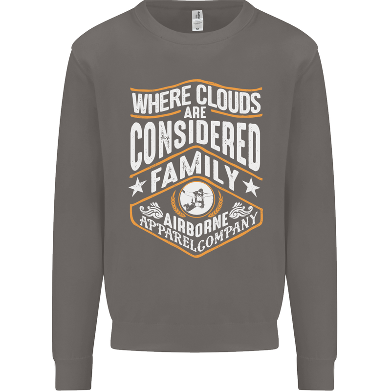 Skydiving Clouds Are Family Skydiver Mens Sweatshirt Jumper Charcoal