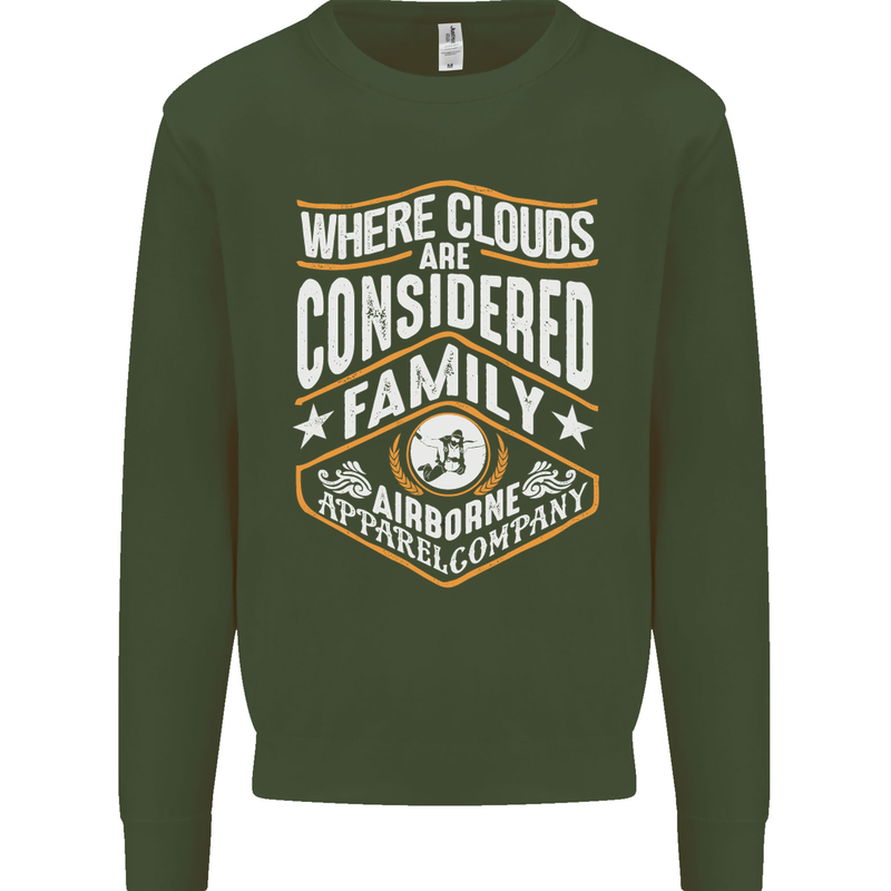 Skydiving Clouds Are Family Skydiver Mens Sweatshirt Jumper Forest Green