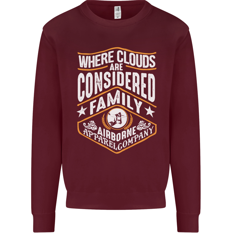 Skydiving Clouds Are Family Skydiver Mens Sweatshirt Jumper Maroon
