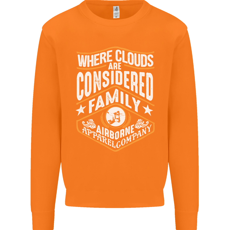Skydiving Clouds Are Family Skydiver Mens Sweatshirt Jumper Orange