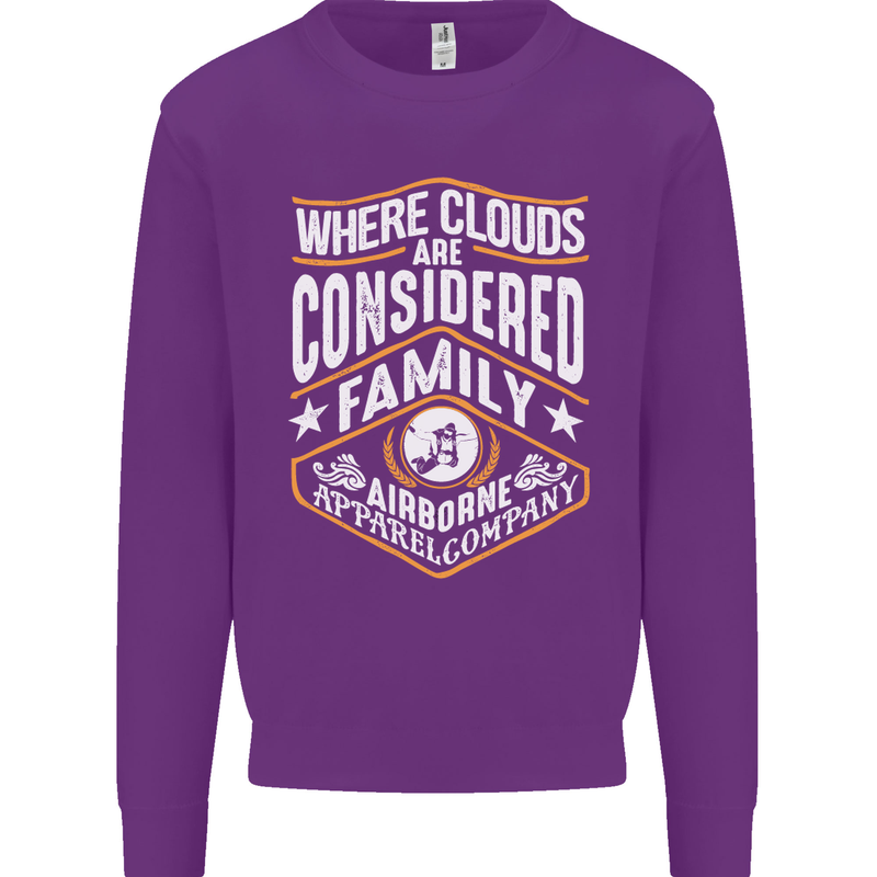 Skydiving Clouds Are Family Skydiver Mens Sweatshirt Jumper Purple