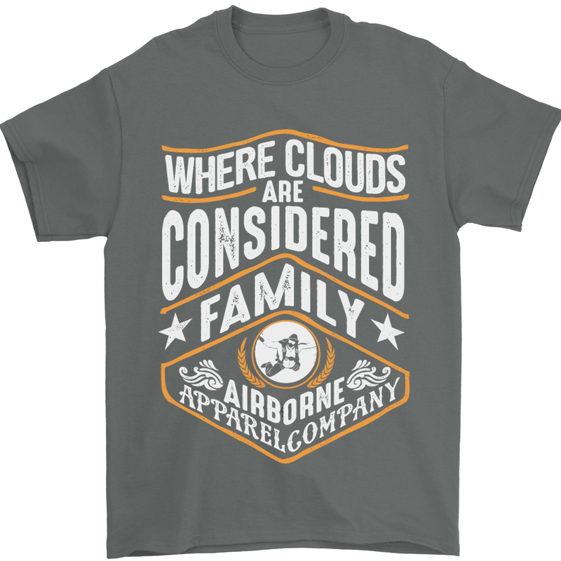 Skydiving Clouds Are Family Skydiver Mens T-Shirt Cotton Gildan Charcoal