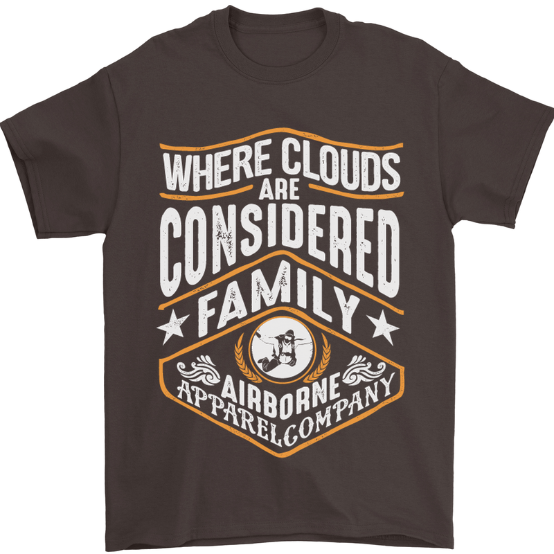 Skydiving Clouds Are Family Skydiver Mens T-Shirt Cotton Gildan Dark Chocolate