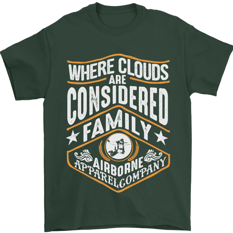 Skydiving Clouds Are Family Skydiver Mens T-Shirt Cotton Gildan Forest Green