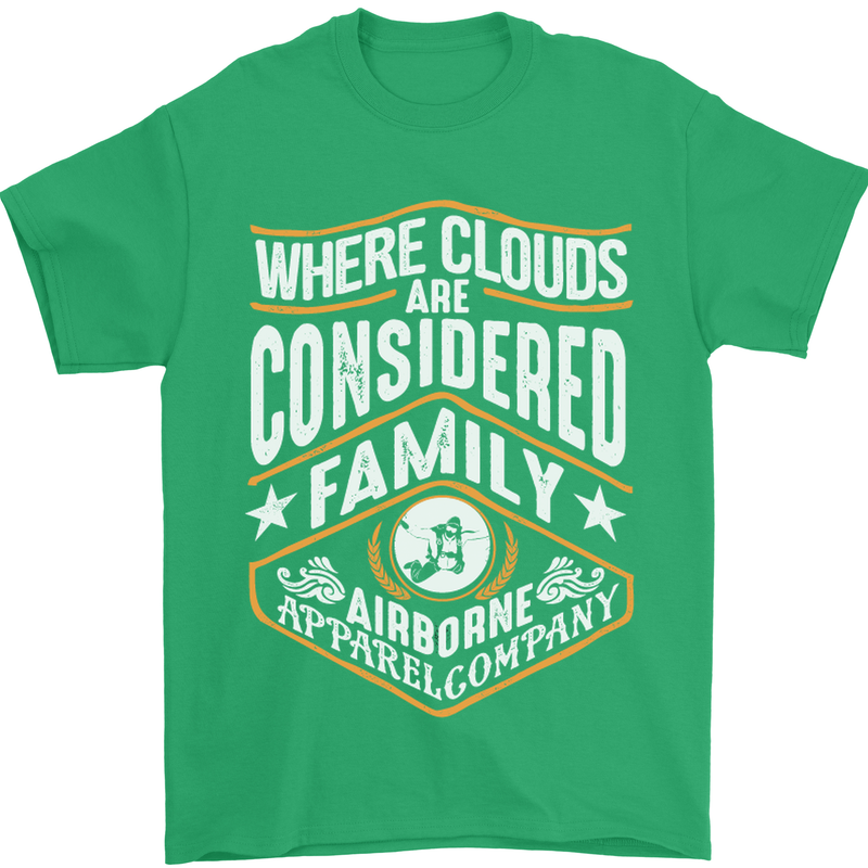 Skydiving Clouds Are Family Skydiver Mens T-Shirt Cotton Gildan Irish Green
