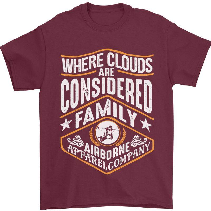 Skydiving Clouds Are Family Skydiver Mens T-Shirt Cotton Gildan Maroon
