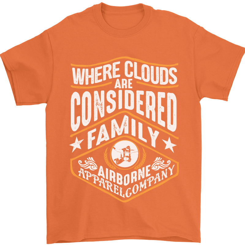 Skydiving Clouds Are Family Skydiver Mens T-Shirt Cotton Gildan Orange