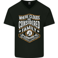Skydiving Clouds Are Family Skydiver Mens V-Neck Cotton T-Shirt Black