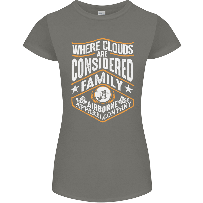 Skydiving Clouds Are Family Skydiver Womens Petite Cut T-Shirt Charcoal