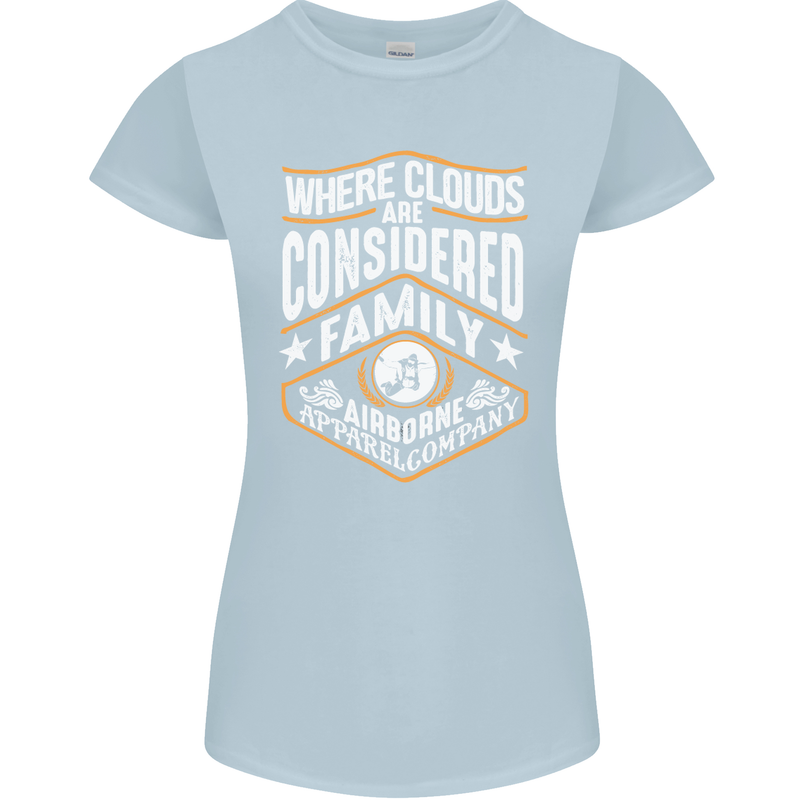 Skydiving Clouds Are Family Skydiver Womens Petite Cut T-Shirt Light Blue