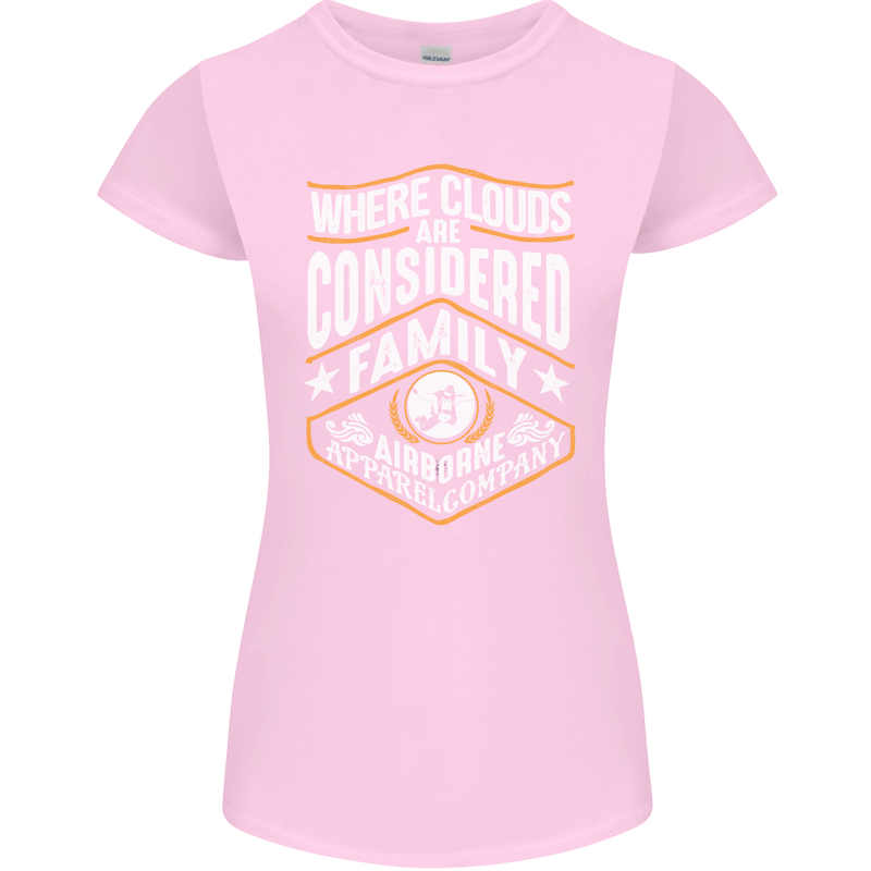 Skydiving Clouds Are Family Skydiver Womens Petite Cut T-Shirt Light Pink