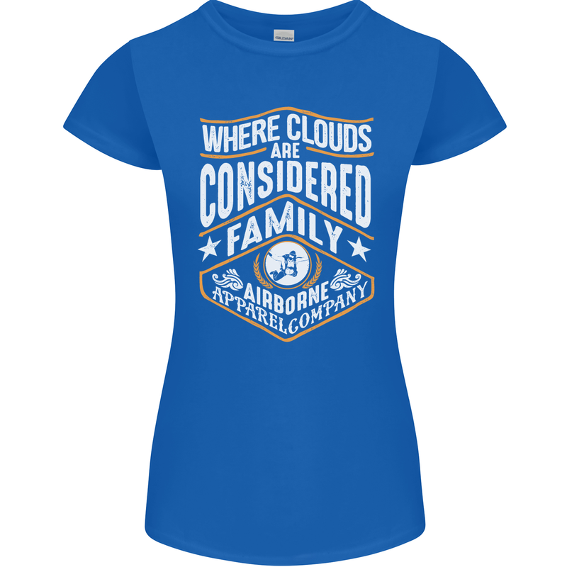 Skydiving Clouds Are Family Skydiver Womens Petite Cut T-Shirt Royal Blue